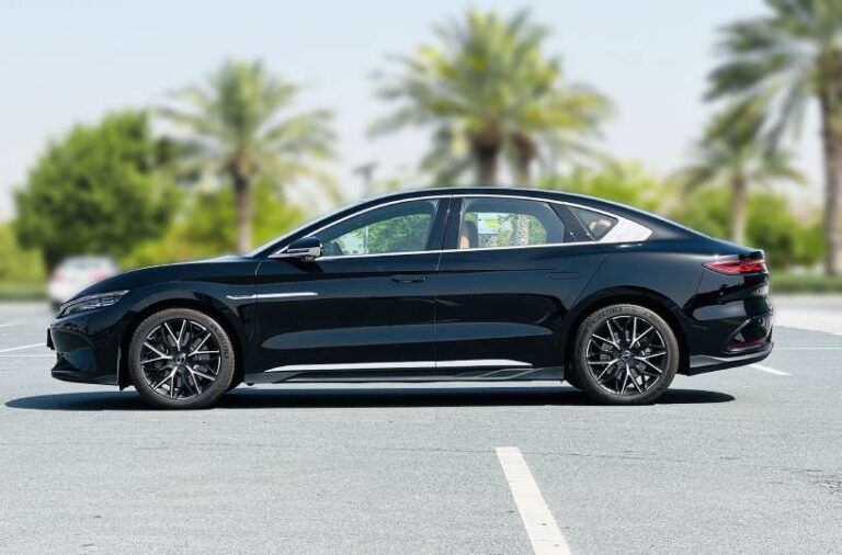 BYD Han chauffeur car hire with driver in dubai