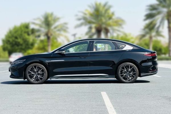 BYD Han chauffeur car hire with driver in dubai